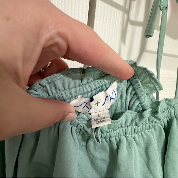 She + Sky Spaghetti Strap Turquoise Romper - Picture 2 of 2